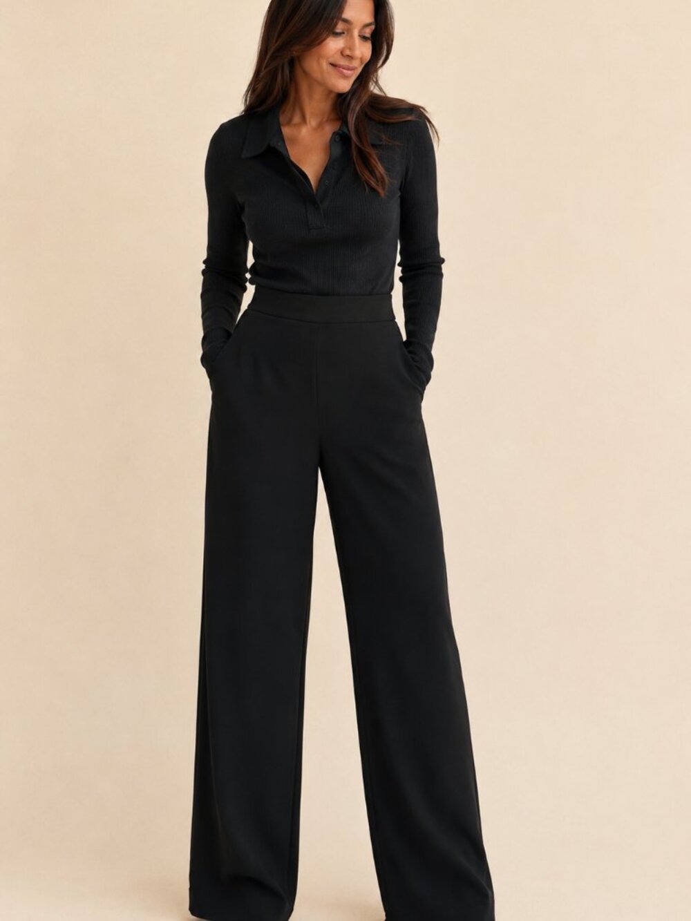 Banana Republic Black Wide Leg Tailored Pants Size 6